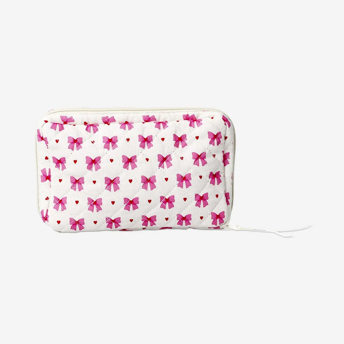 Cosmetic bag with pink bows