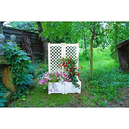 KHW Pflanzkasten mit Spalier 43 cm - 2er-Set, weiß