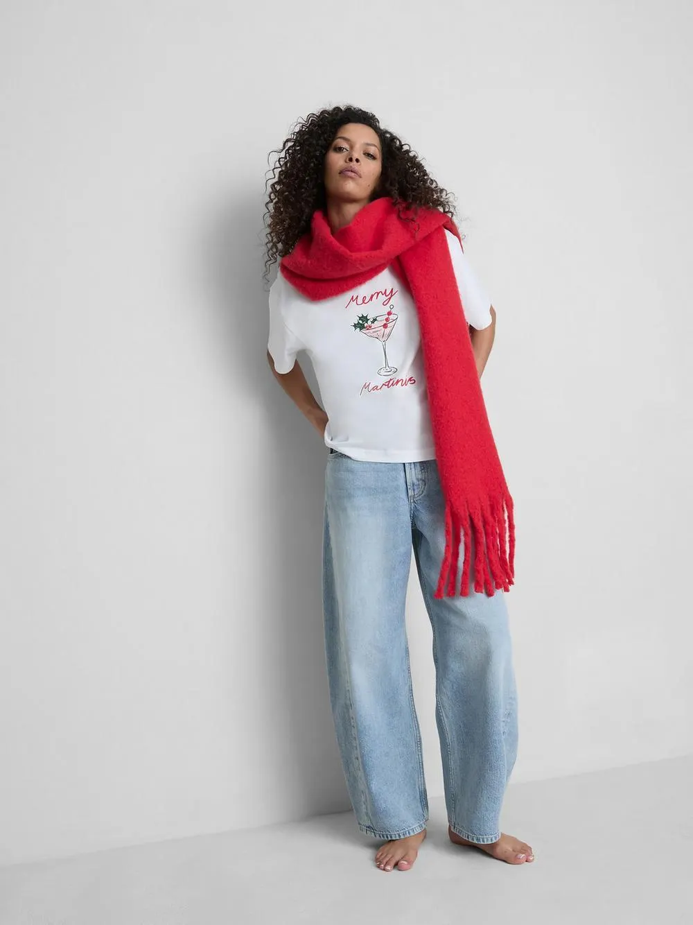 Baumwoll-T-Shirt mit Weihnachtsgrafik