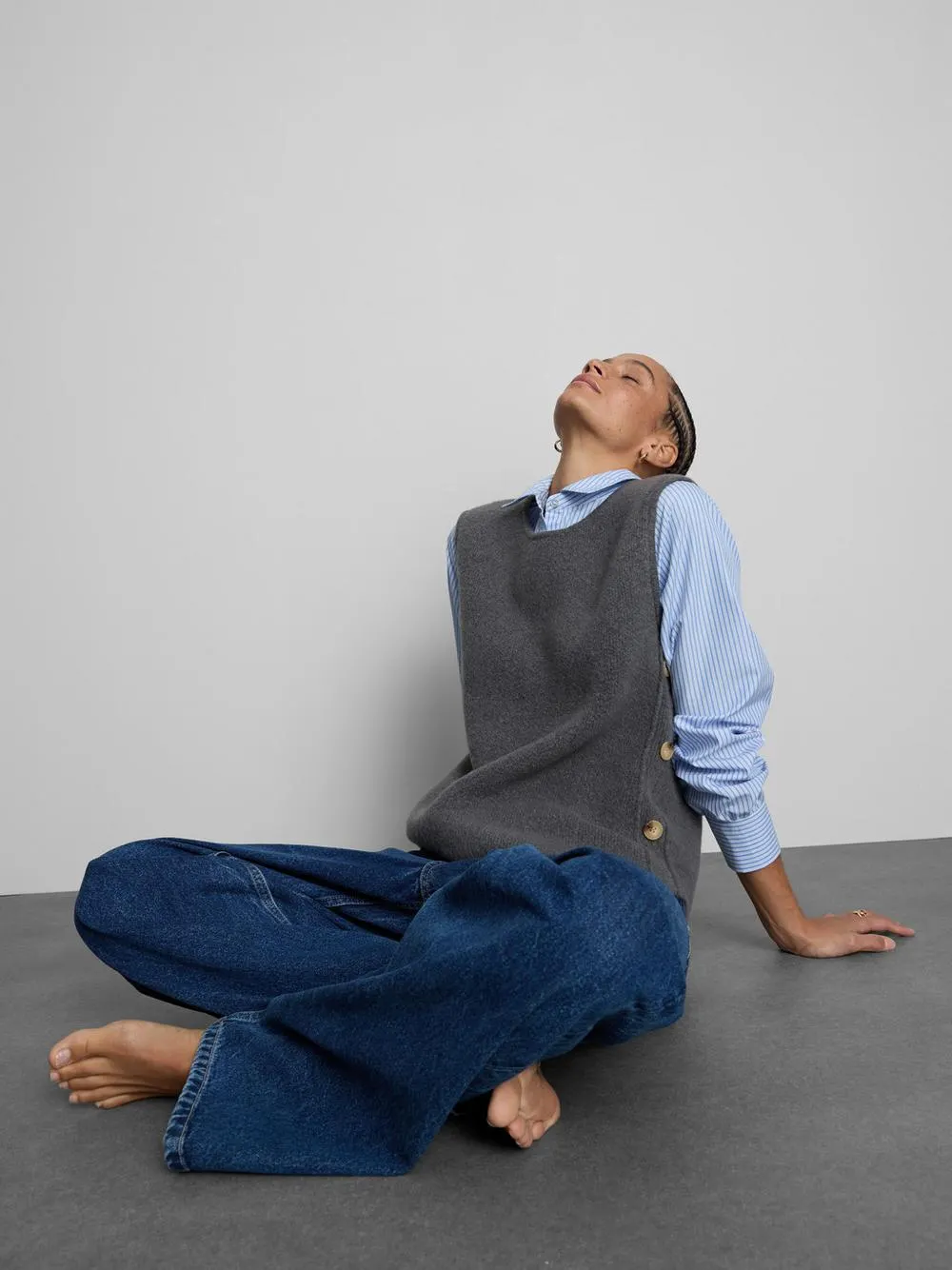 2-in-1-Strickweste und Hemd