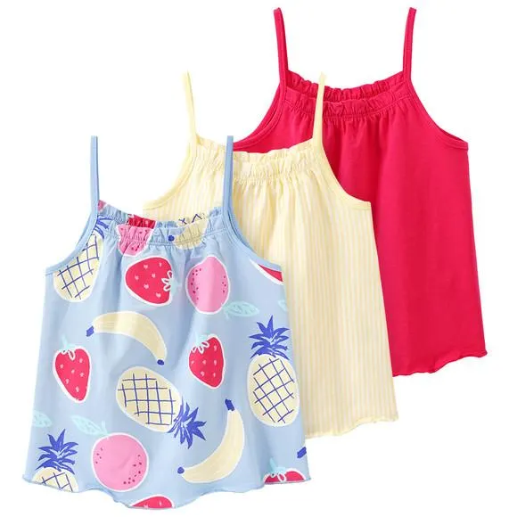 3 Mädchen Tops mit bunten Motiven