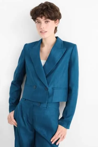 Cropped linen blazer- regular fit