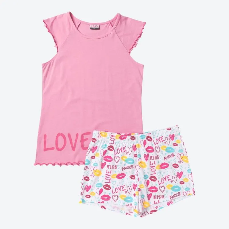 Teener-Mädchen-Shorty aus Baumwolle, 2-teilig