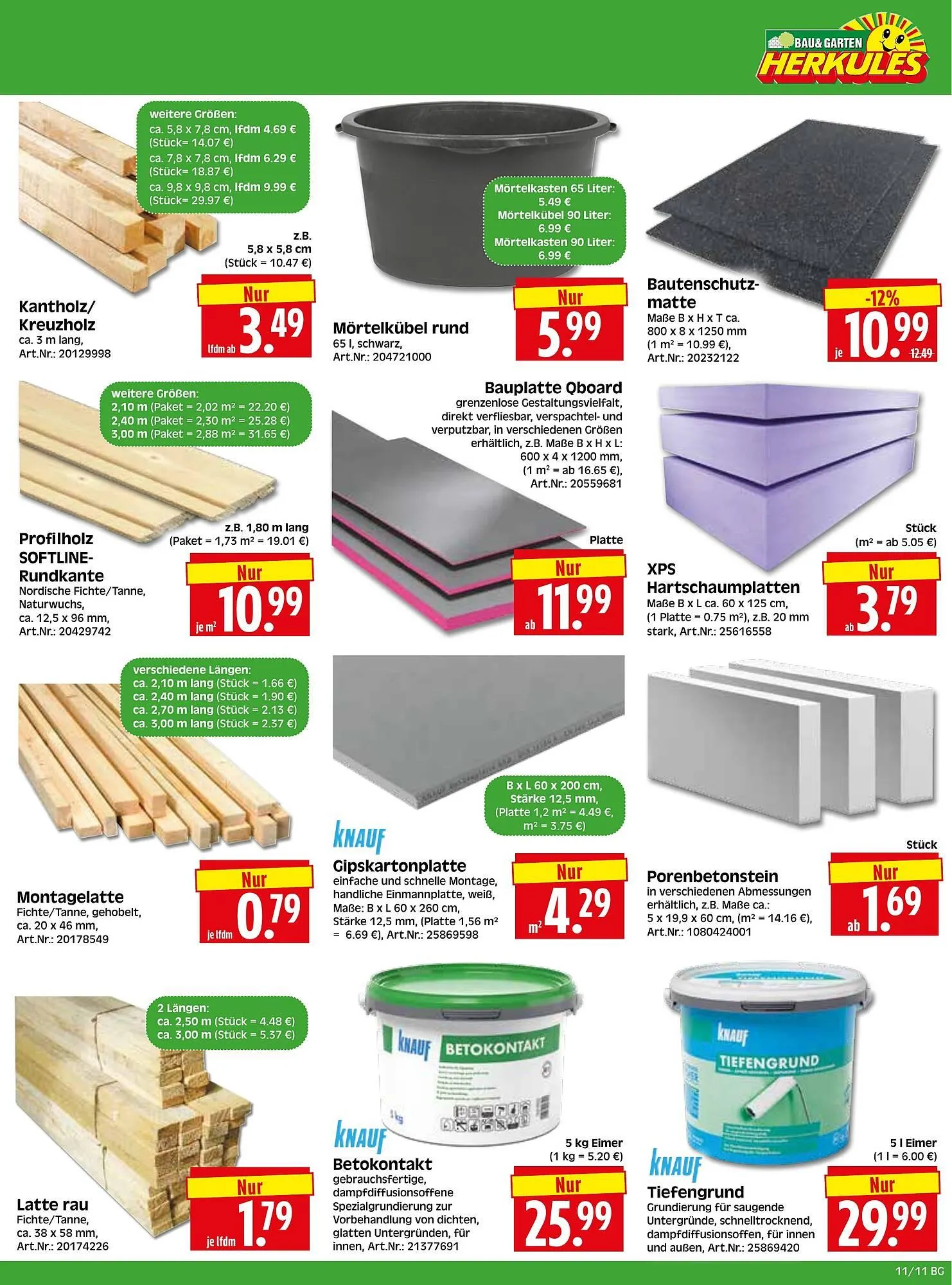 Herkules Baumarkt Prospekt von 9. März bis 14. März 2026 - Prospekt seite 11