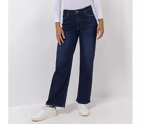 EVA LUTZ Jeanshose 5-Pocket-Style elastische Ware weites Bein
