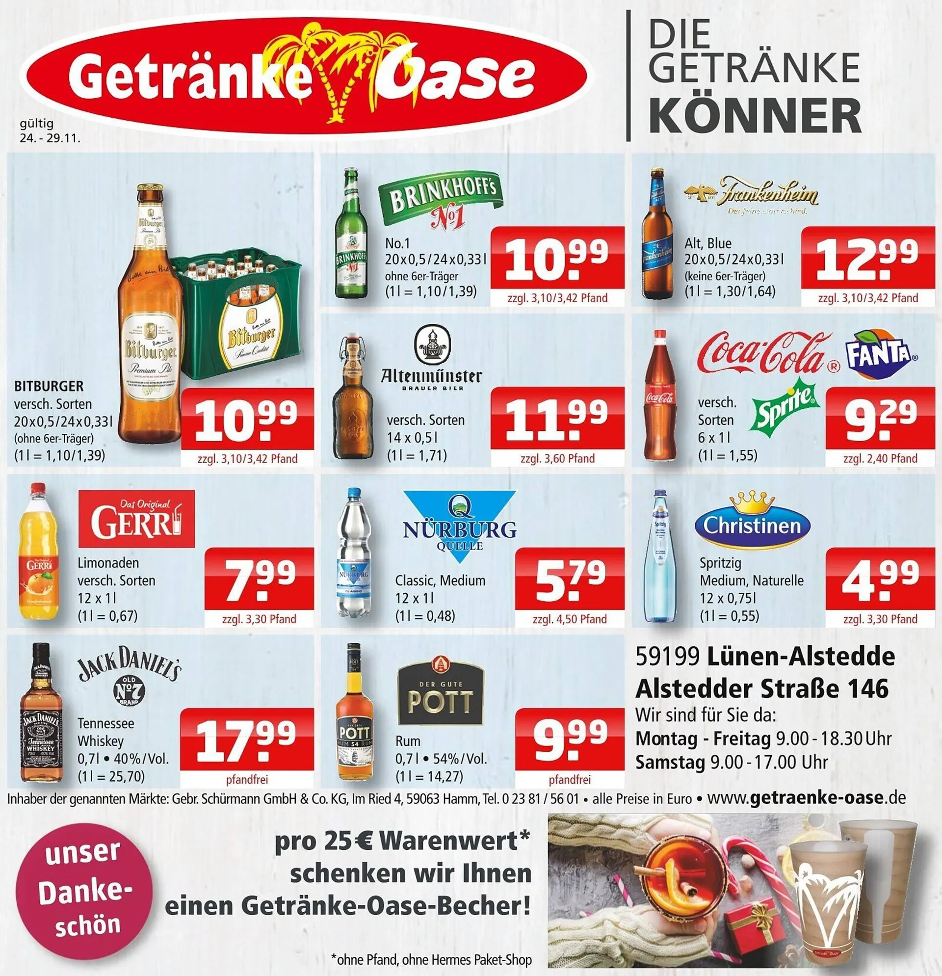 Getränke Oase Prospekt von 24. November bis 29. November 2025 - Prospekt seite 1