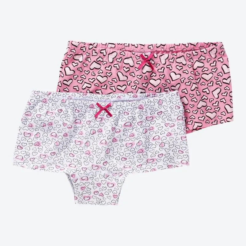 Kinder-Mädchen-Slips mit Herz-Motiv, 2er-Pack