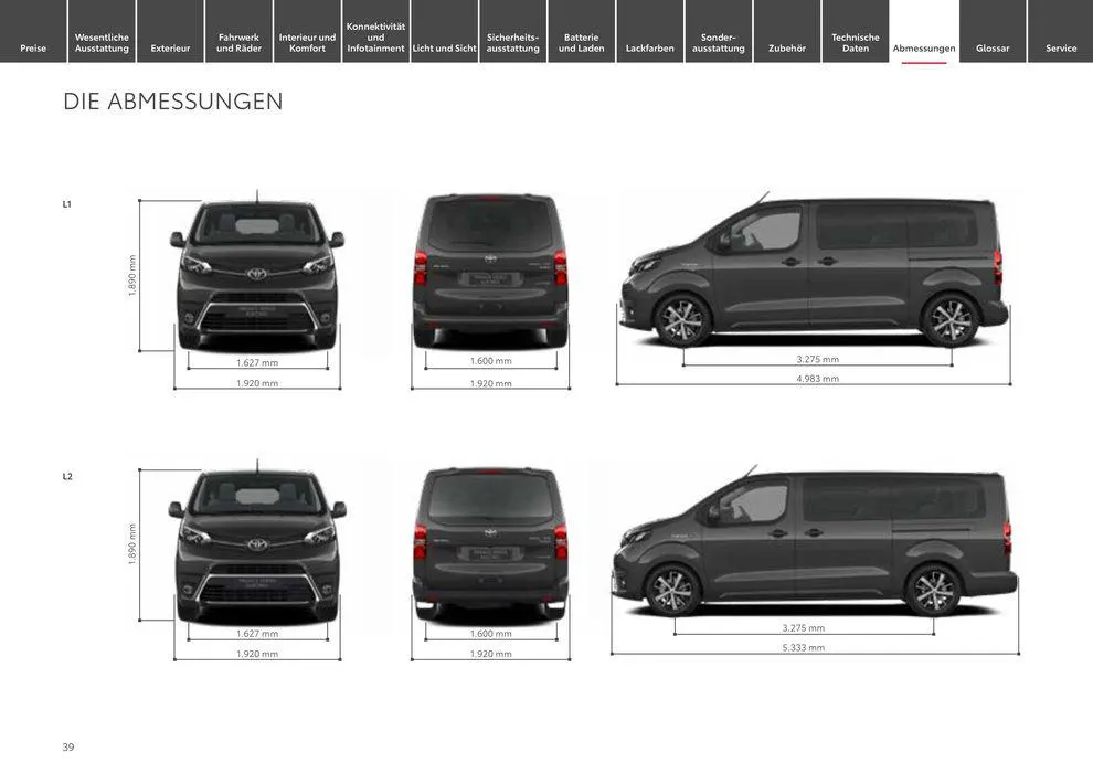 Toyota Proace Verso/Proace Verso Electric von 6. April bis 6. April 2025 - Prospekt seite 39