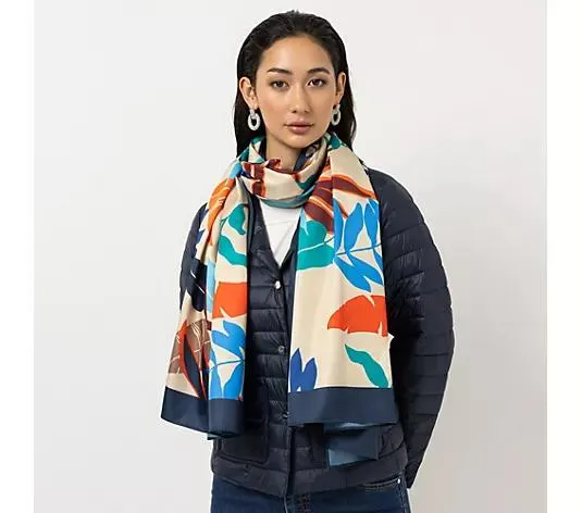 STEFFEN SCHRAUT Schal Caracas Twill-Stoff Blätter-Druck ca. 90x190cm