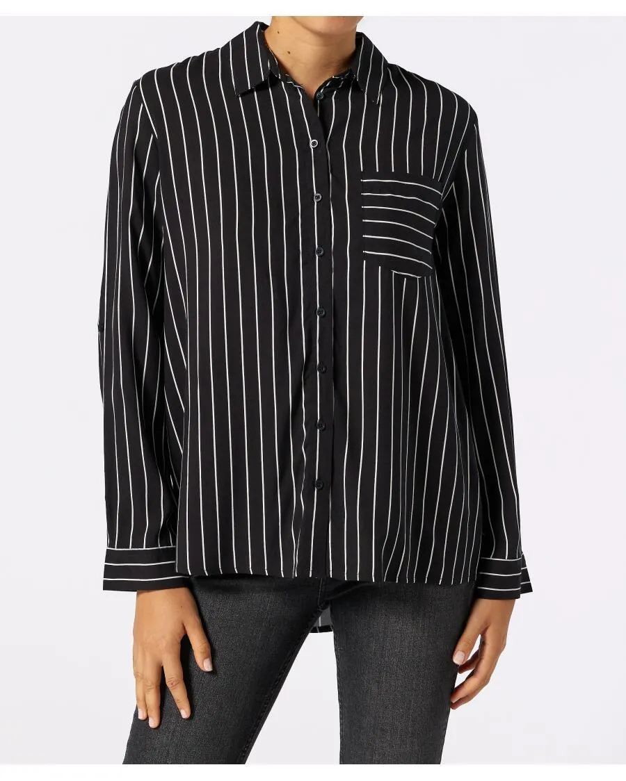 Streifenbluse Janina, Knopfleiste