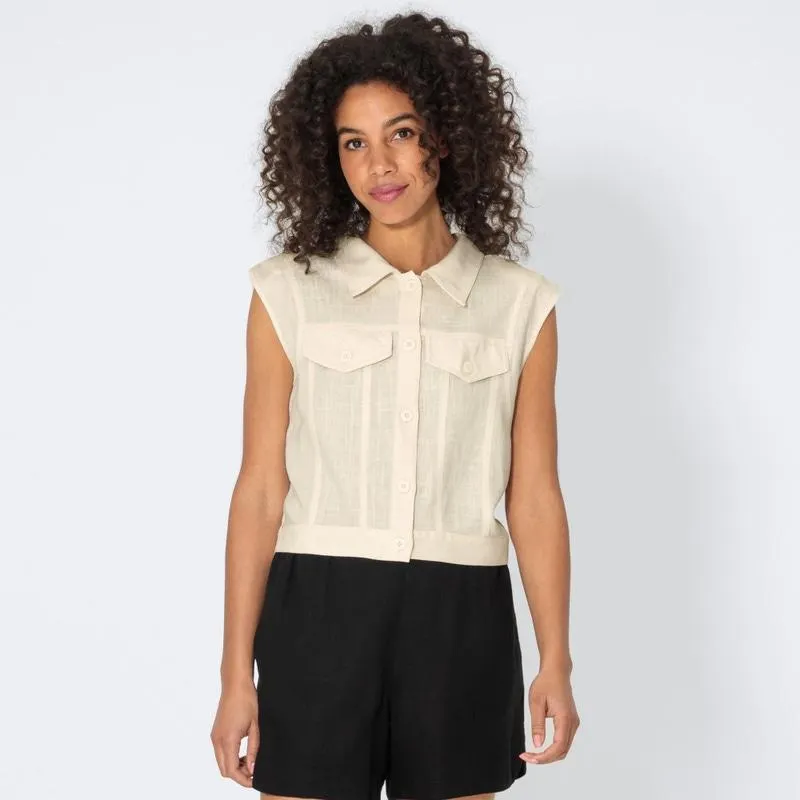 Damen-Weste aus Viskose und Leinen