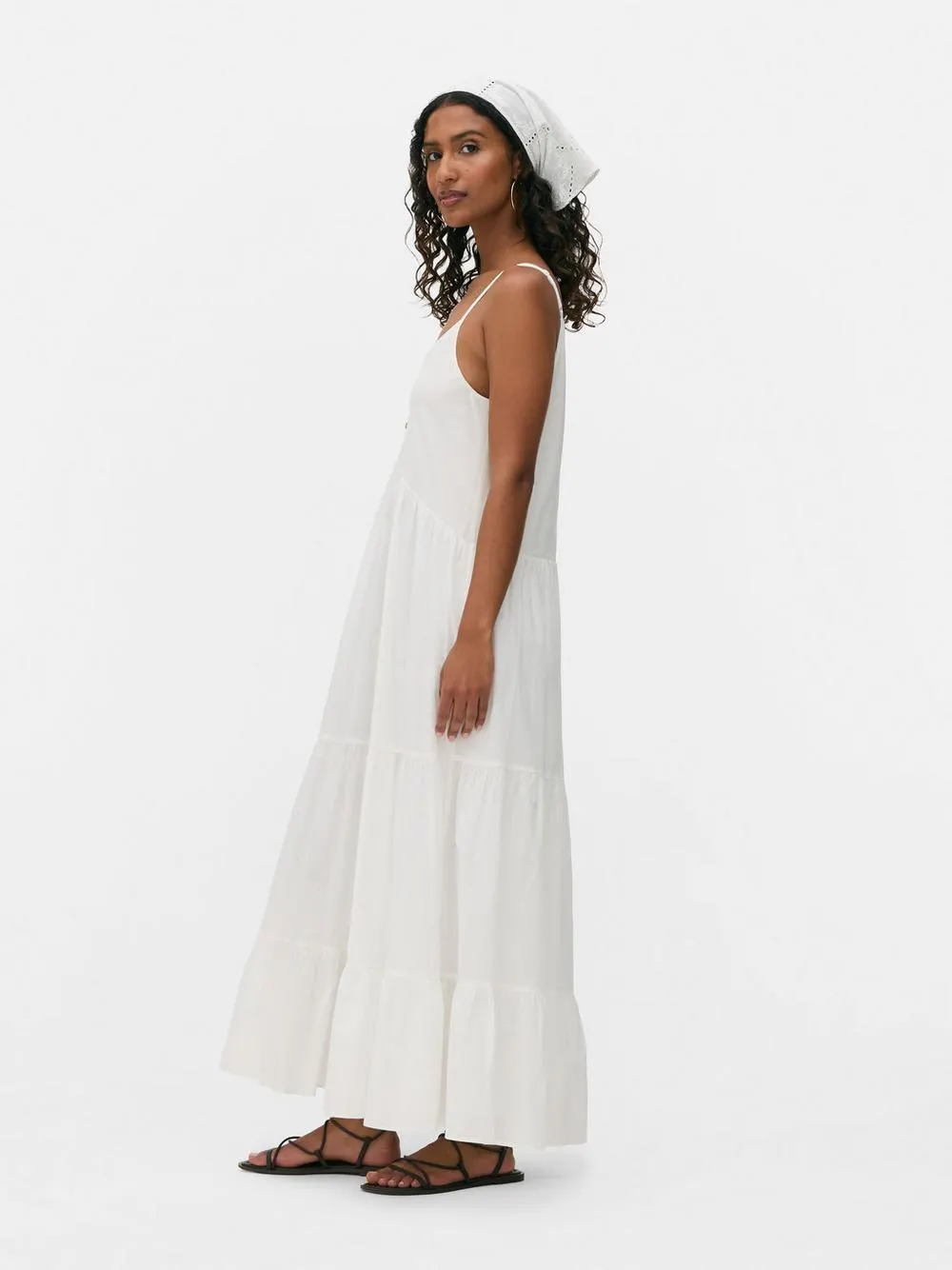 Midi-Trägerkleid mit Knopfleiste