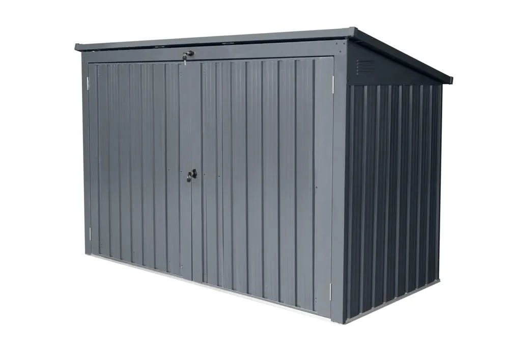 3er Mülltonnenbox mit aufklappbaren Dach mit Schloss - Anthrazit