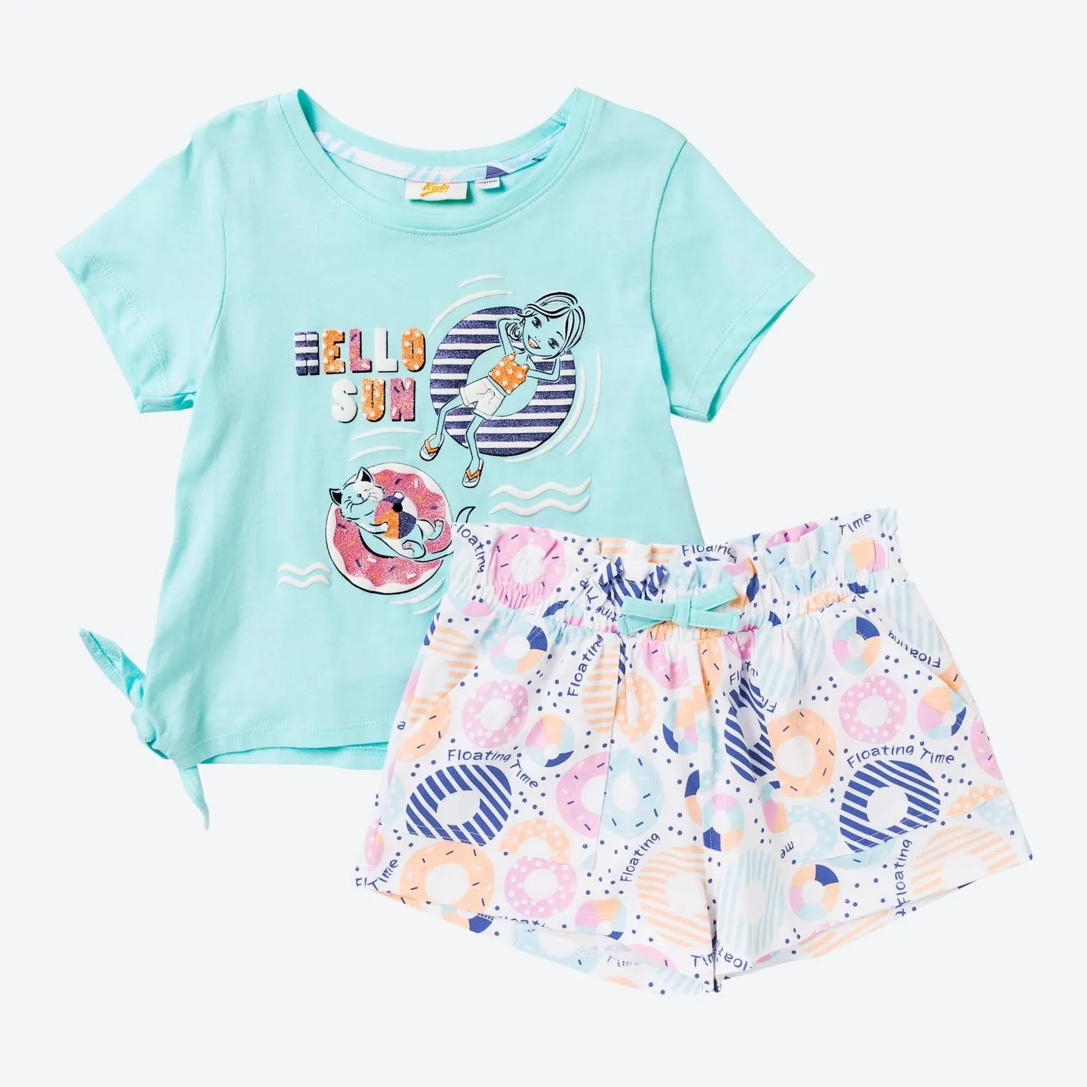 Kinder-Mädchen-Set aus reiner Baumwolle, 2-teilig