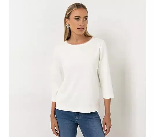 STEFFEN SCHRAUT Sweatshirt, 3/4 Arm Kunstfell-Band am Ausschnitt leger weit