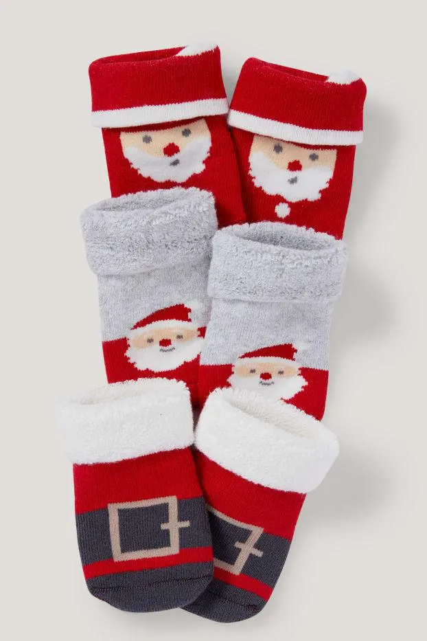 Set van 3 paar - kerstman - newbornsokken voor kerst