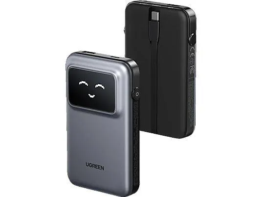 UGREEN Power Bank with Built-in Cable Powerbank 10000 mAh Gray