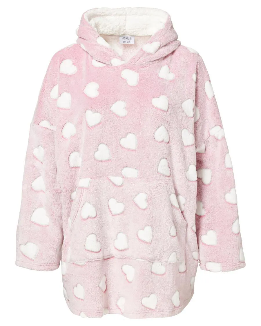 Fleece-Bigshirt Herzen