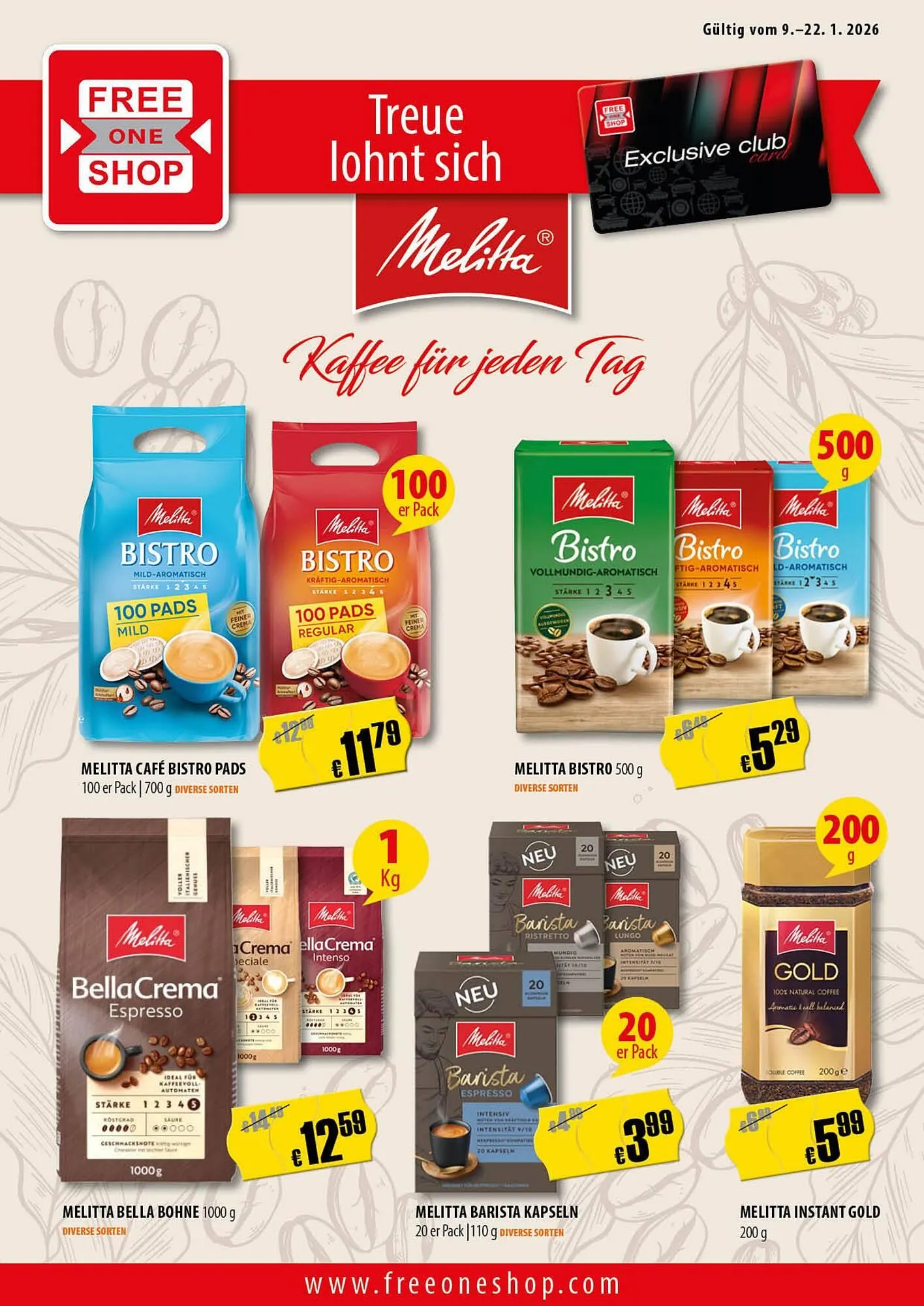 FreeOneShop Prospekt von 9. Januar bis 22. Januar 2026 - Prospekt seite 1