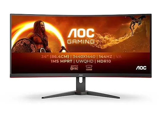 AOC CU34G2XE/BK 34 Zoll WQHD Monitor (1 ms Reaktionszeit , 144 Hz , 144 Hz nativ)