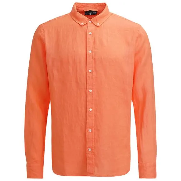 Herren Leinen-Hemd mit Button-Down-Kragen
