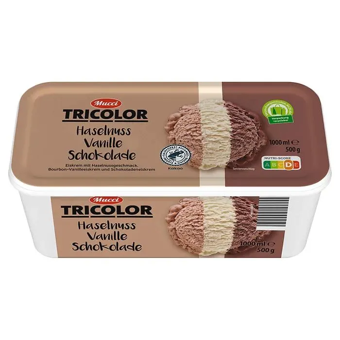 MUCCI Eisschale Tricolor 1 l, Haselnuss-Vanille-Schokolade