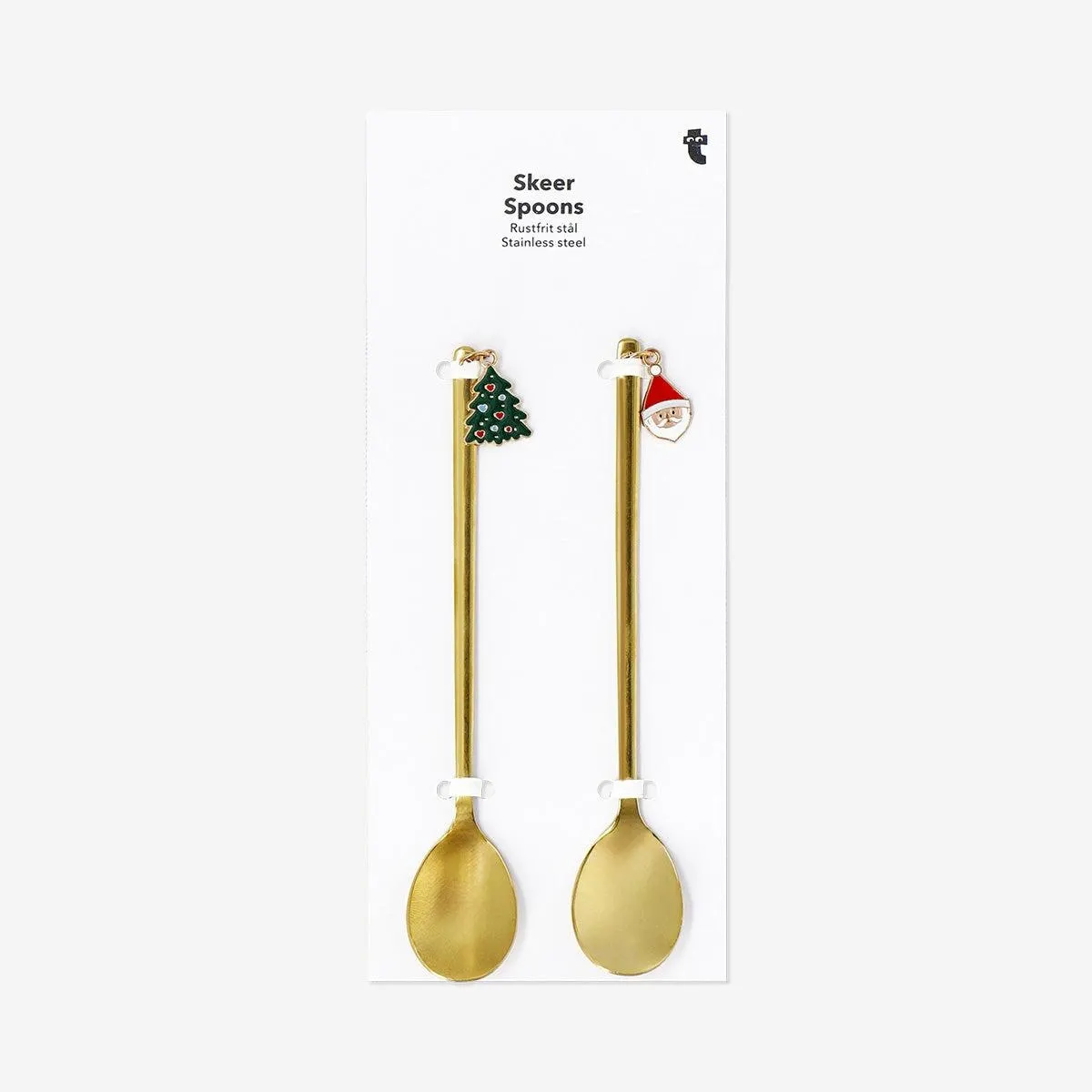 Gold spoons with Christmas toppers - 2 pcs