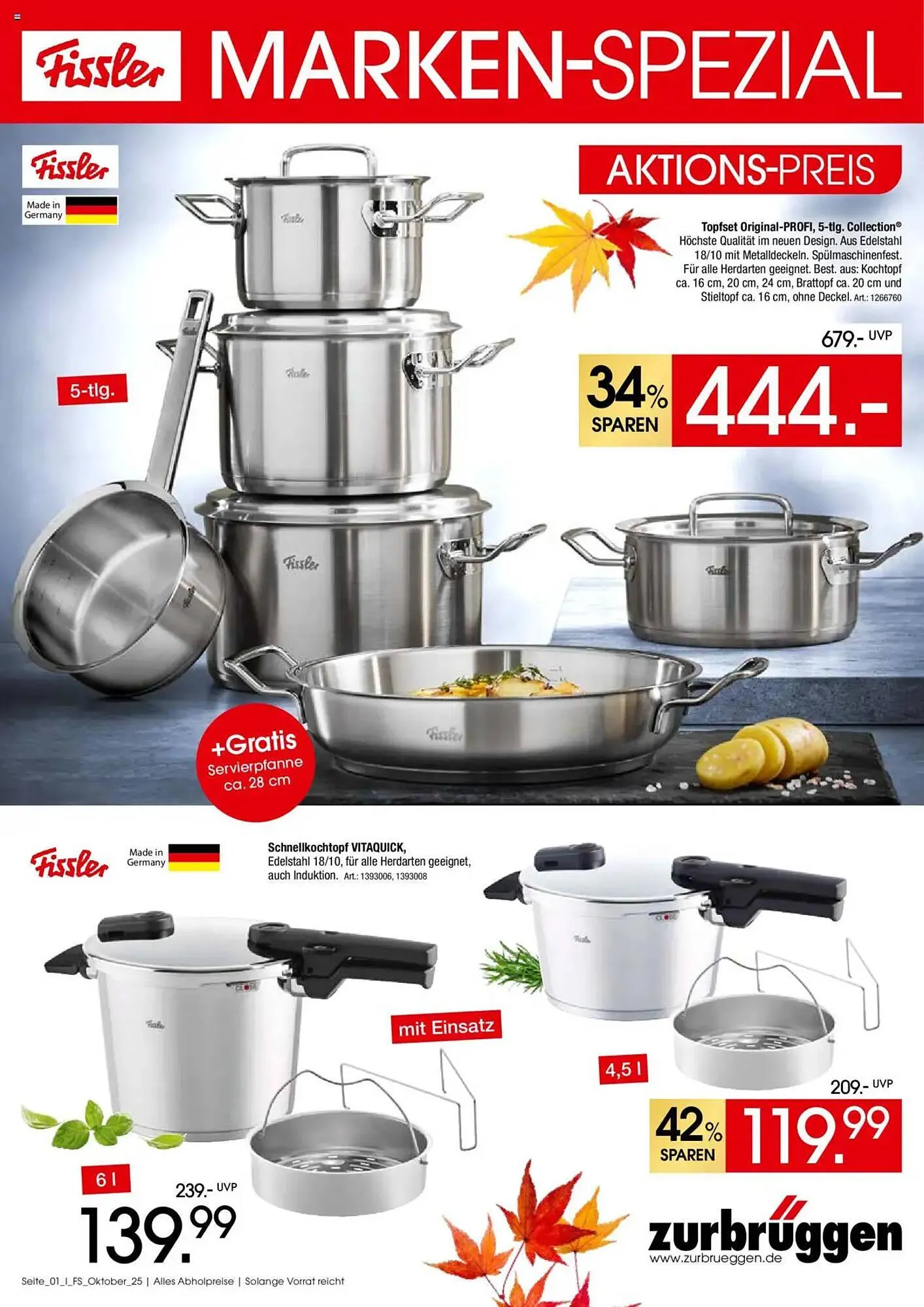 Zurbrüggen Prospekt von 1. Oktober bis 31. Oktober 2025 - Prospekt seite 1