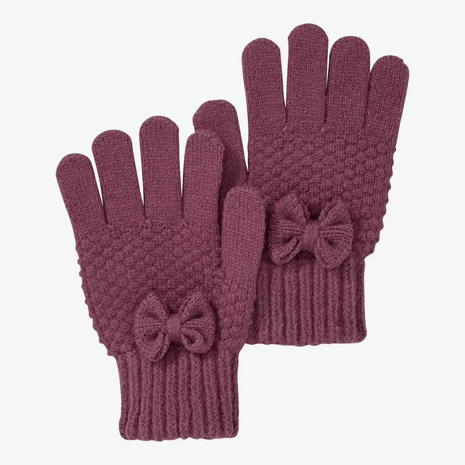Kinder-Strickhandschuhe mit Schleife