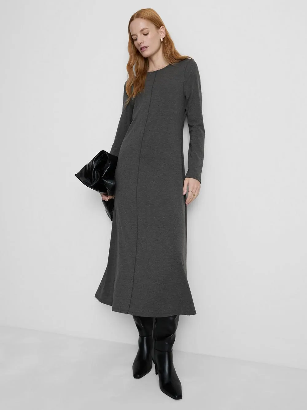 „Paula Echevarría“ Midikleid mit vertikalen Ziernähten