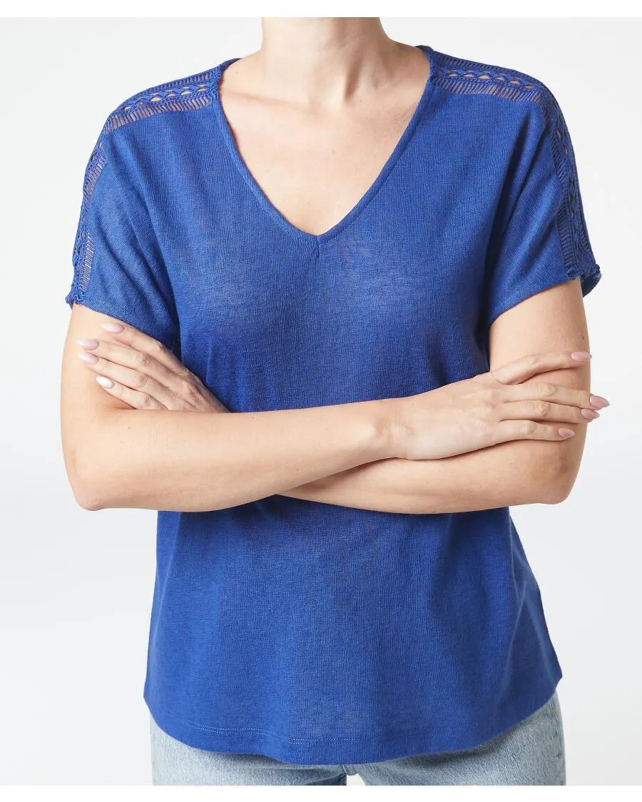 T-Shirt mit Häkelmuster