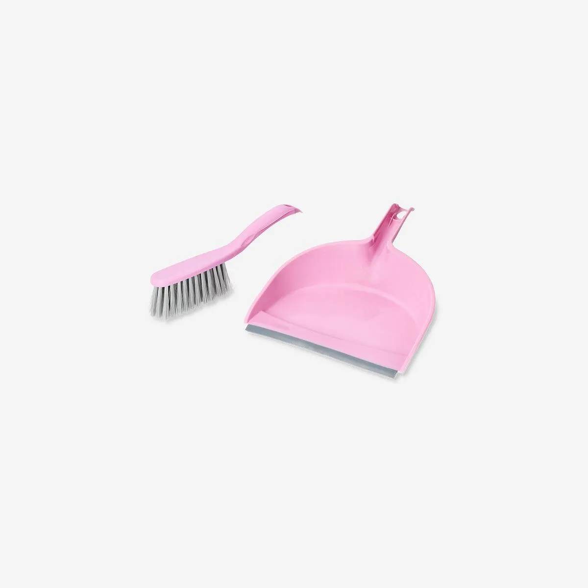 Pink dust brush with dustpan