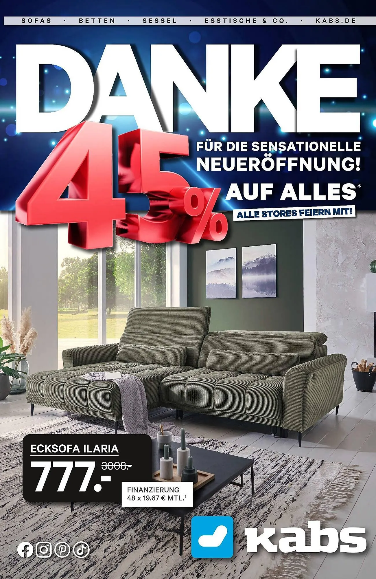Kabs Polsterwelt Prospekt von 2. Mai bis 22. Mai 2025 - Prospekt seite 1