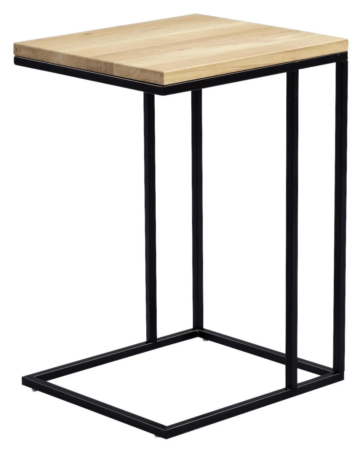 43/38/62 cm Wildeiche massiv Schwarz, Eichefarben rechteckig