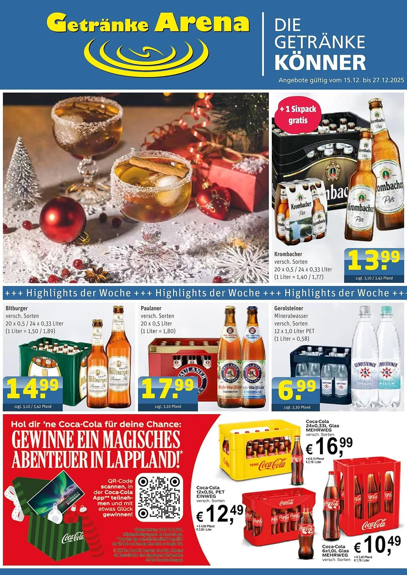 Getränke Arena Prospekt von 15. Dezember bis 27. Dezember 2025 - Prospekt seite 1