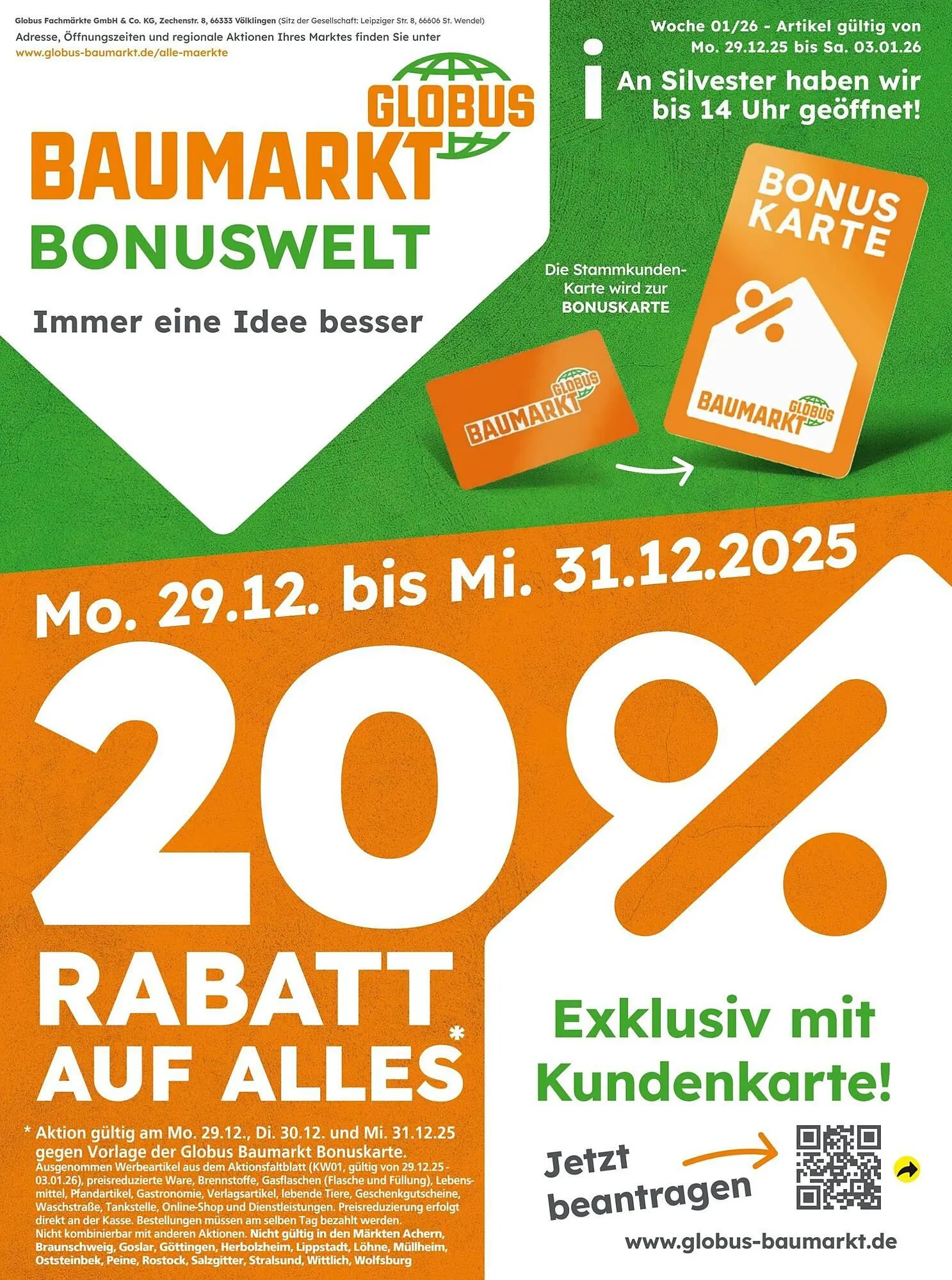 Globus Baumarkt Prospekt von 29. Dezember bis 4. Januar 2026 - Prospekt seite 1