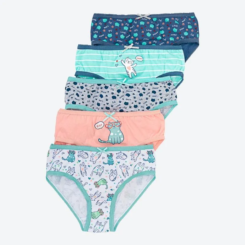 Kinder-Mädchen-Slip aus reiner Baumwolle, 5er-Pack