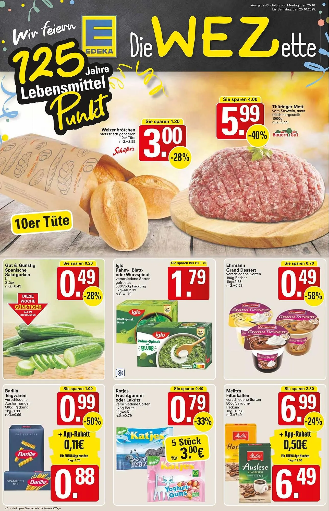 WEZ Prospekt von 20. Oktober bis 25. Oktober 2025 - Prospekt seite 1