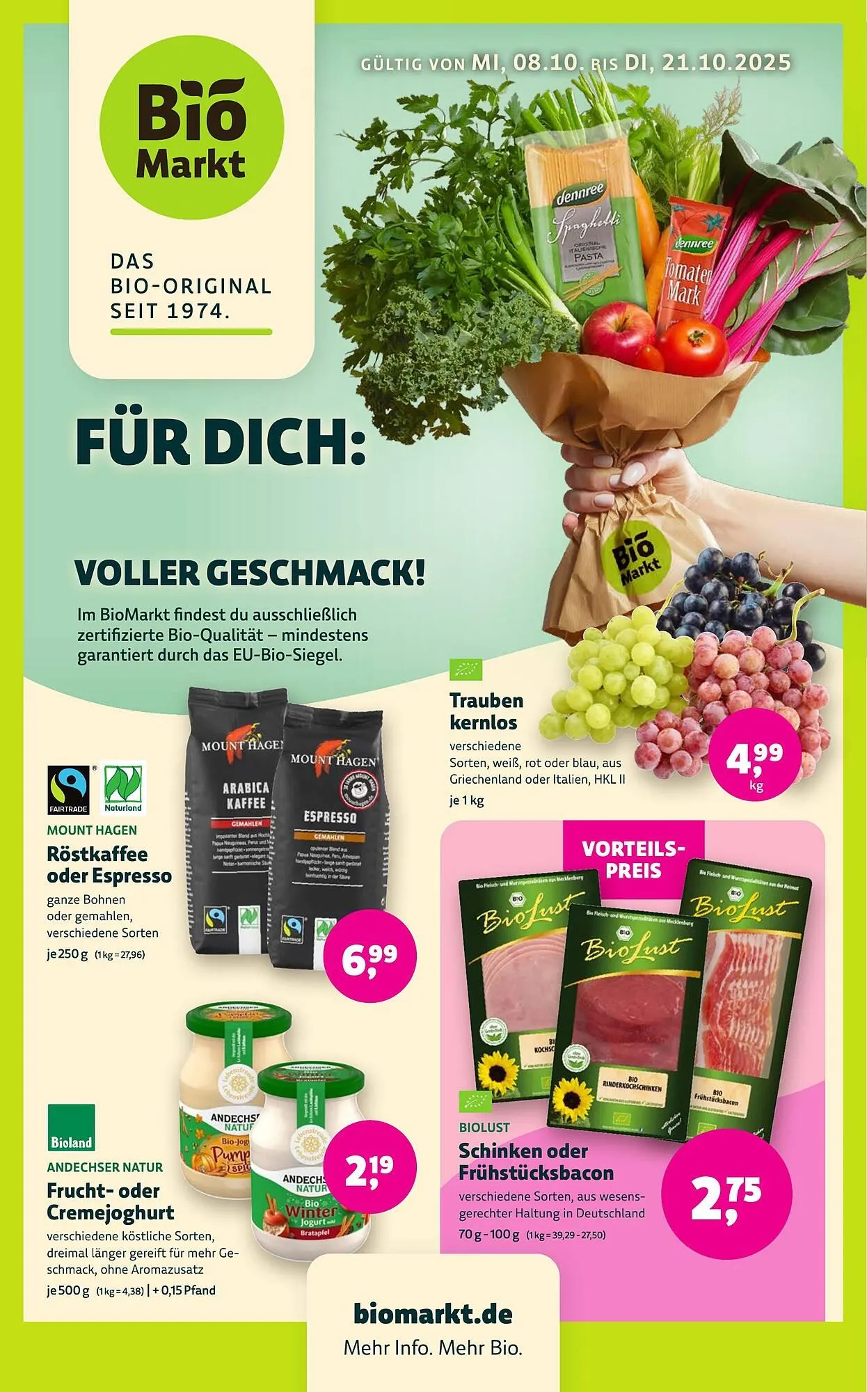 Aleco Biomarkt Prospekt von 8. Oktober bis 21. Oktober 2025 - Prospekt seite 1