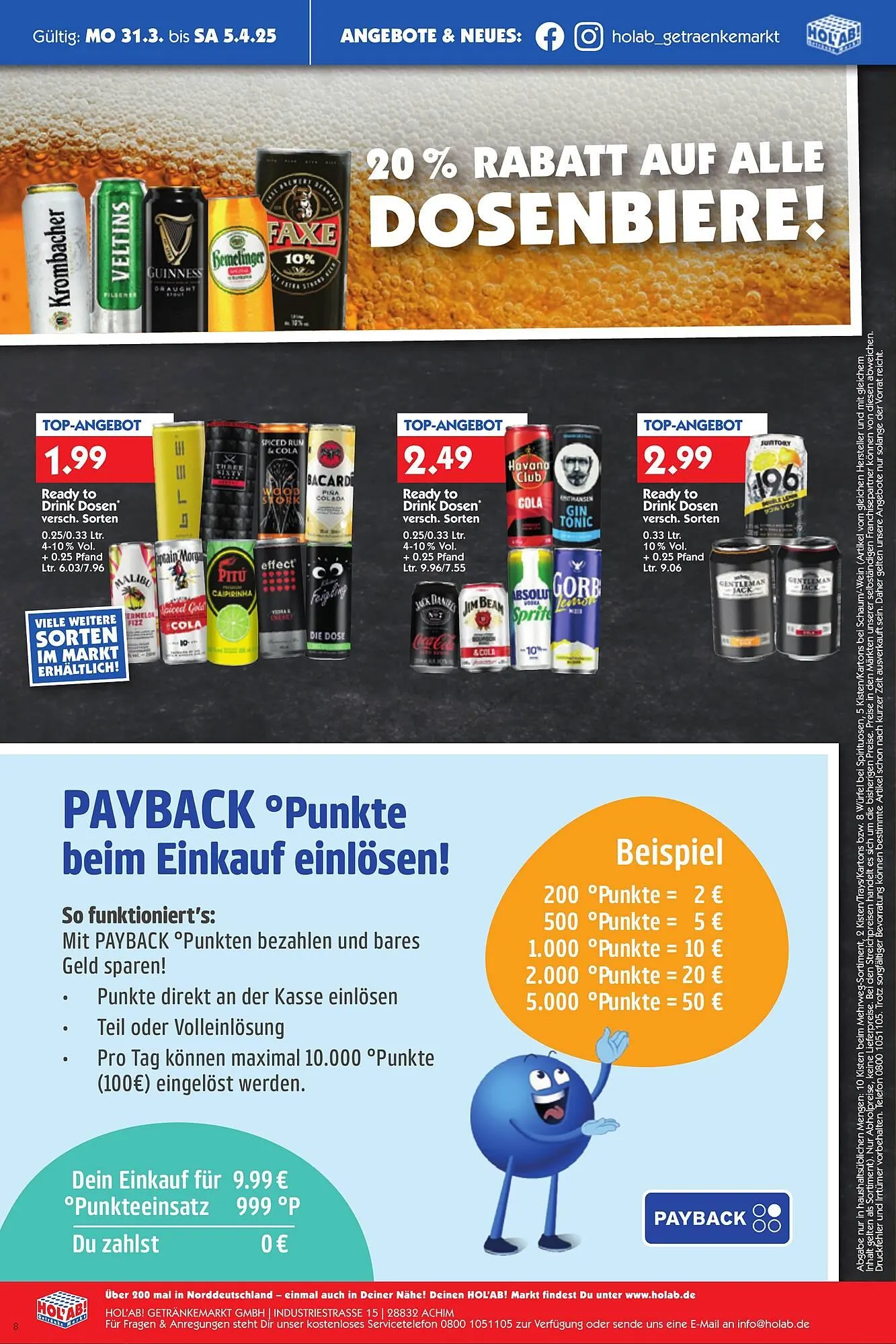 Hol'ab Getränkemarkt Prospekt von 31. März bis 5. April 2025 - Prospekt seite 8