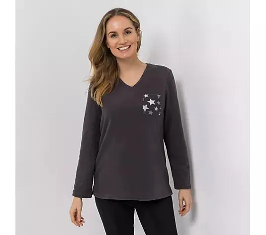 POLARSTERN Shirt Mikrofaser Fleece V-Ausschnitt aufgesetzte Tasche