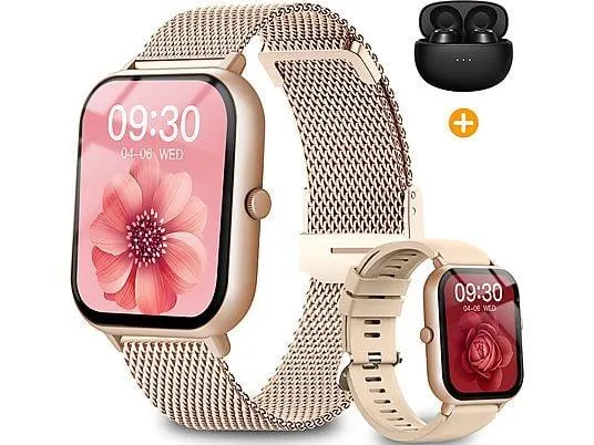 RAYOFI ZL54J Smartwatch Silikon, 22 mm, Schwarz/Gold/Silver