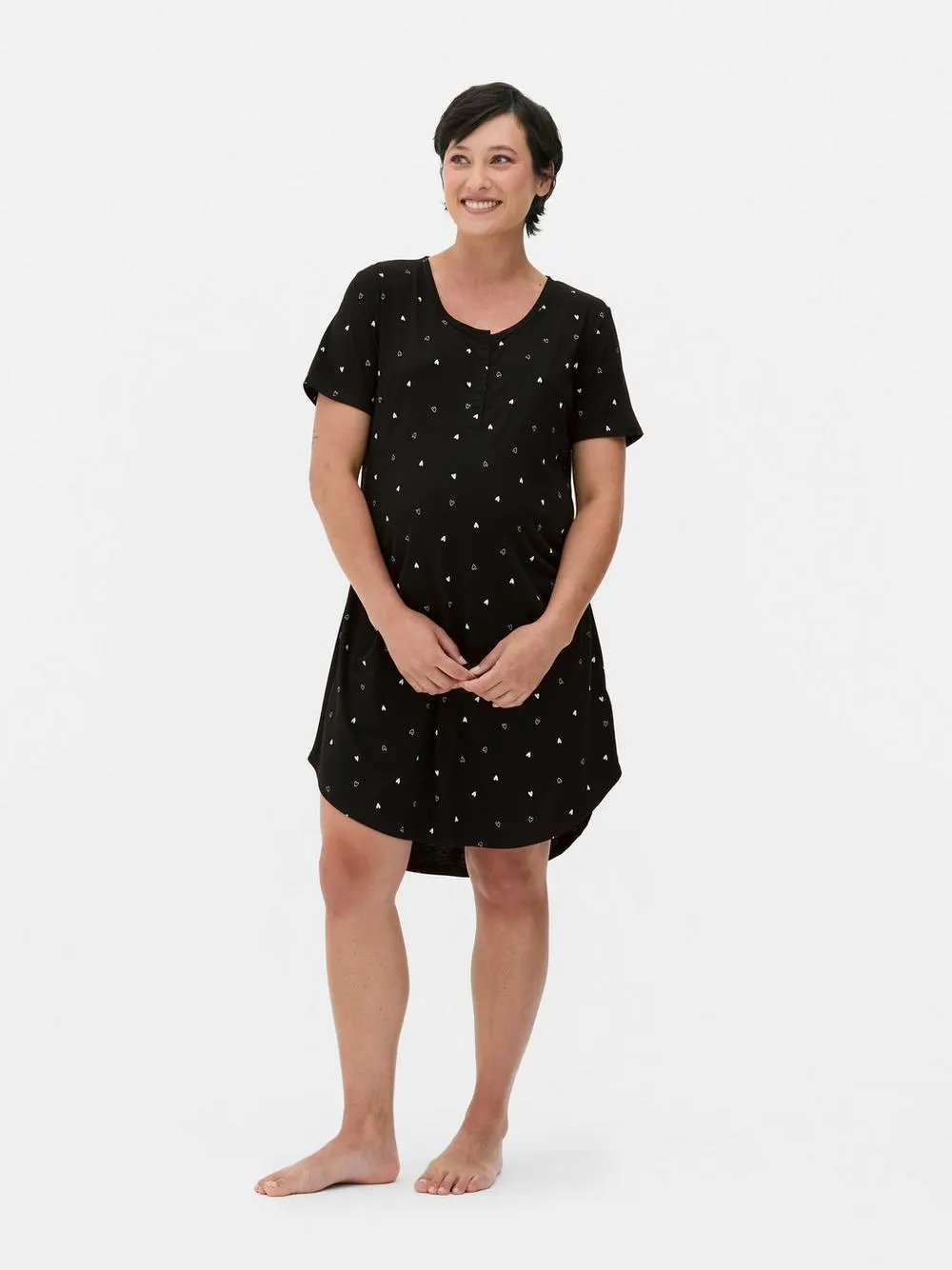 Umstands-Schlafshirt mit Druckknopf
