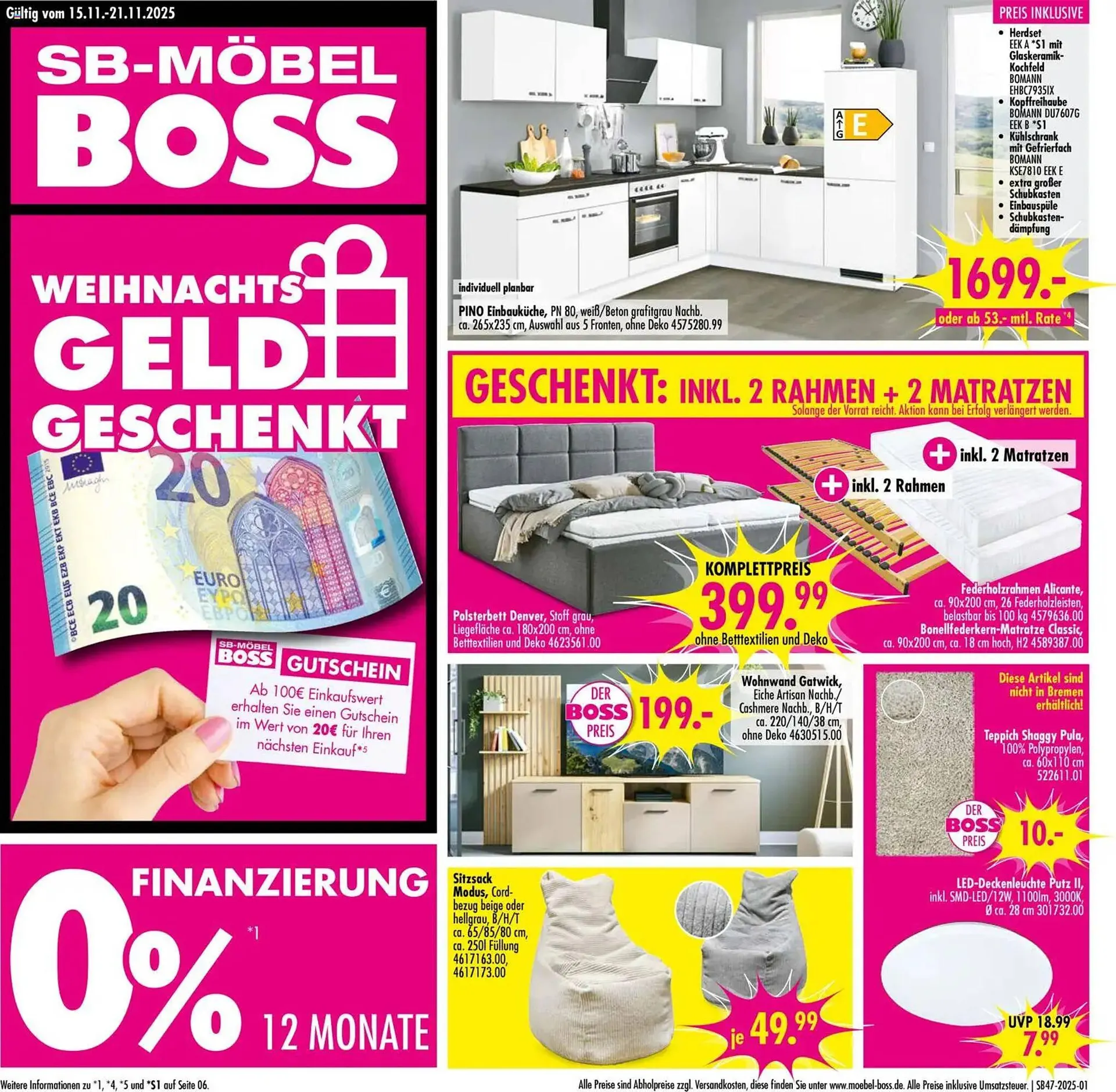 Möbel Boss Prospekt von 15. November bis 21. November 2025 - Prospekt seite 1