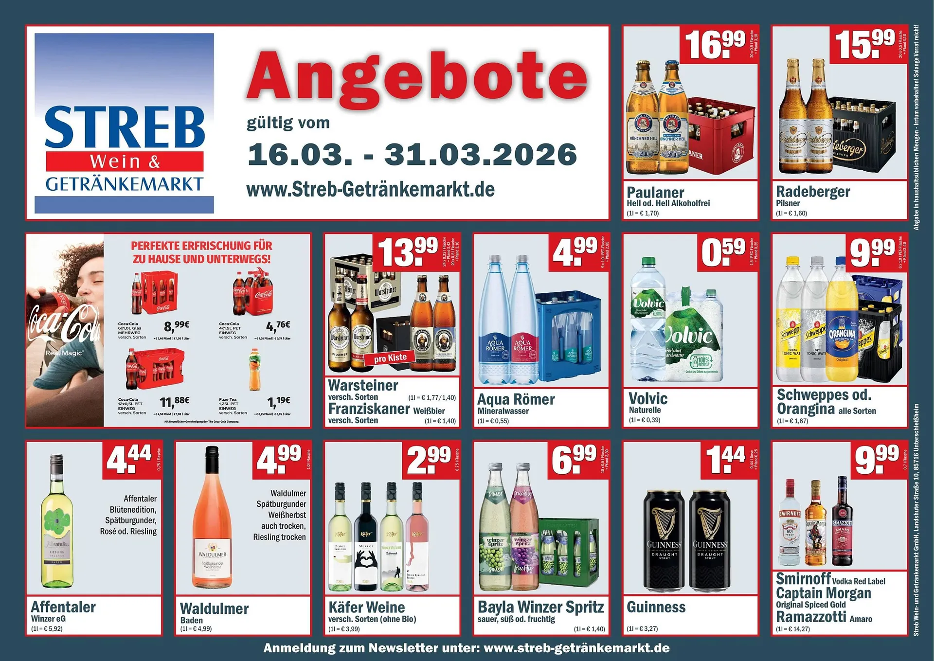 Streb Getränkemarkt Prospekt von 16. März bis 31. März 2026 - Prospekt seite 1