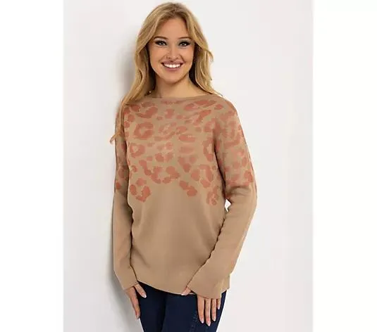 AMINATI® Pullover 1/1-Arm U-Boot Ausschnitt Jacquard