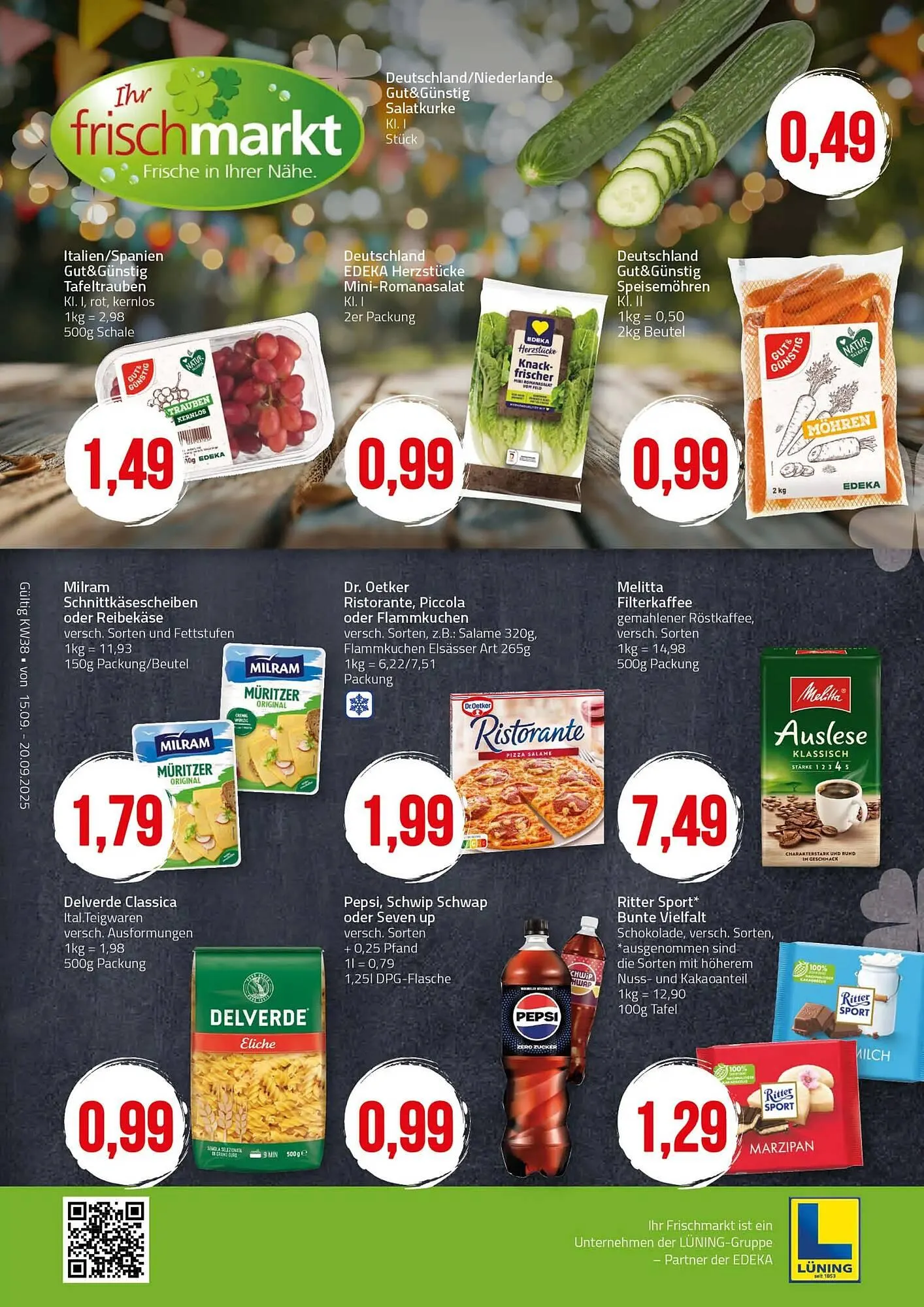 Ihr Frischmarkt Prospekt von 15. September bis 20. September 2025 - Prospekt seite 1