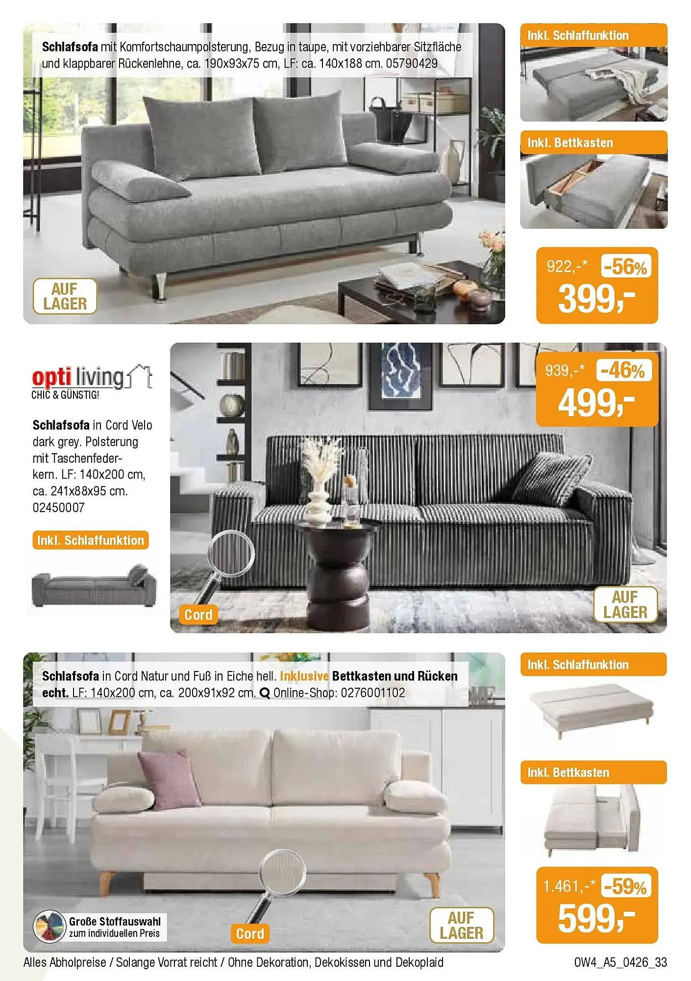 Opti Wohnwelt Prospekt von 1. April bis 18. April 2026 - Prospekt seite 33