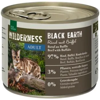 REAL NATURE WILDERNESS Nassfutter Katze, Adult Black Earth, Rind und Büffel 6x200 g