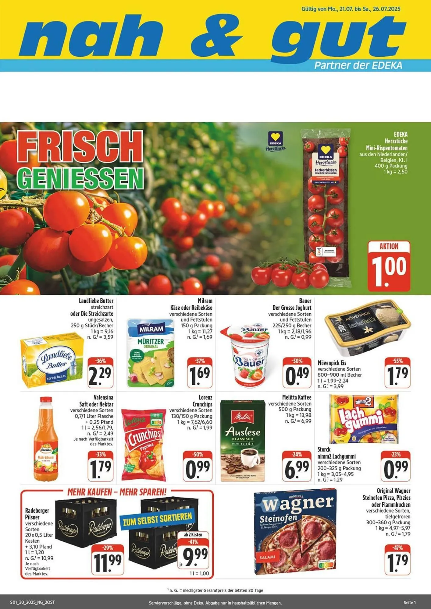 nah & gut Prospekt von 19. Juli bis 26. Juli 2025 - Prospekt seite 1